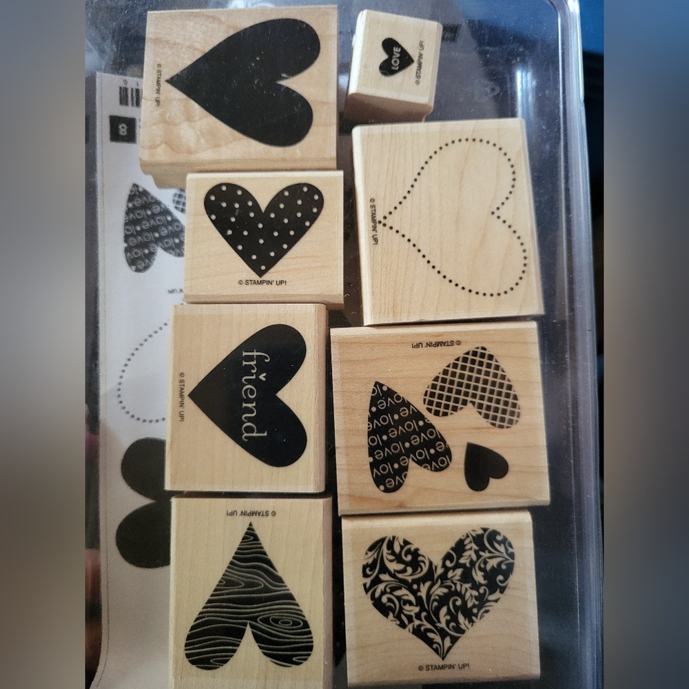Stampin Up Set Of 8 Heart Rubber Stamps